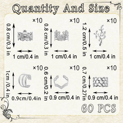 60PCS Gold Hair Jewelry for Braids — Metal Loc Clips, Dreadlock Accessories & Hair Decorations for Women