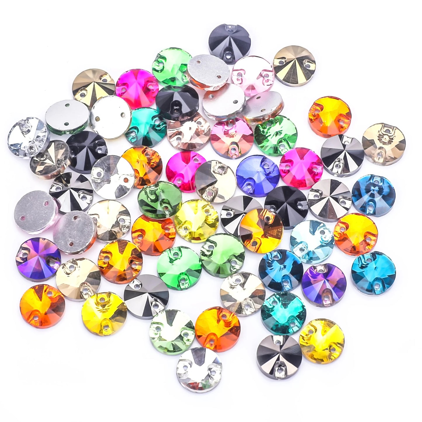Crystal Rhinestone Flatback Beads - AB Round Shell Gems for DIY Crafts, Clothing & Wedding Decoration