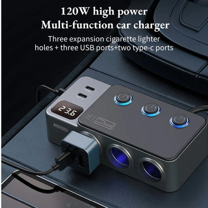 Car Cigarette Lighter USB Charger Splitter - 35W PD & QC3.0 Multi-Port 12V/24V Car Power Adapter with USB-C