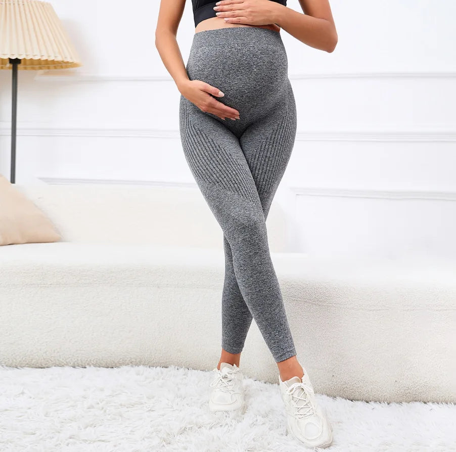 Elastic High Waist Maternity Leggings Skinny | Belly Support Postpartum Leggings Body Shaper | Fitness Trousers for Pregnant Women