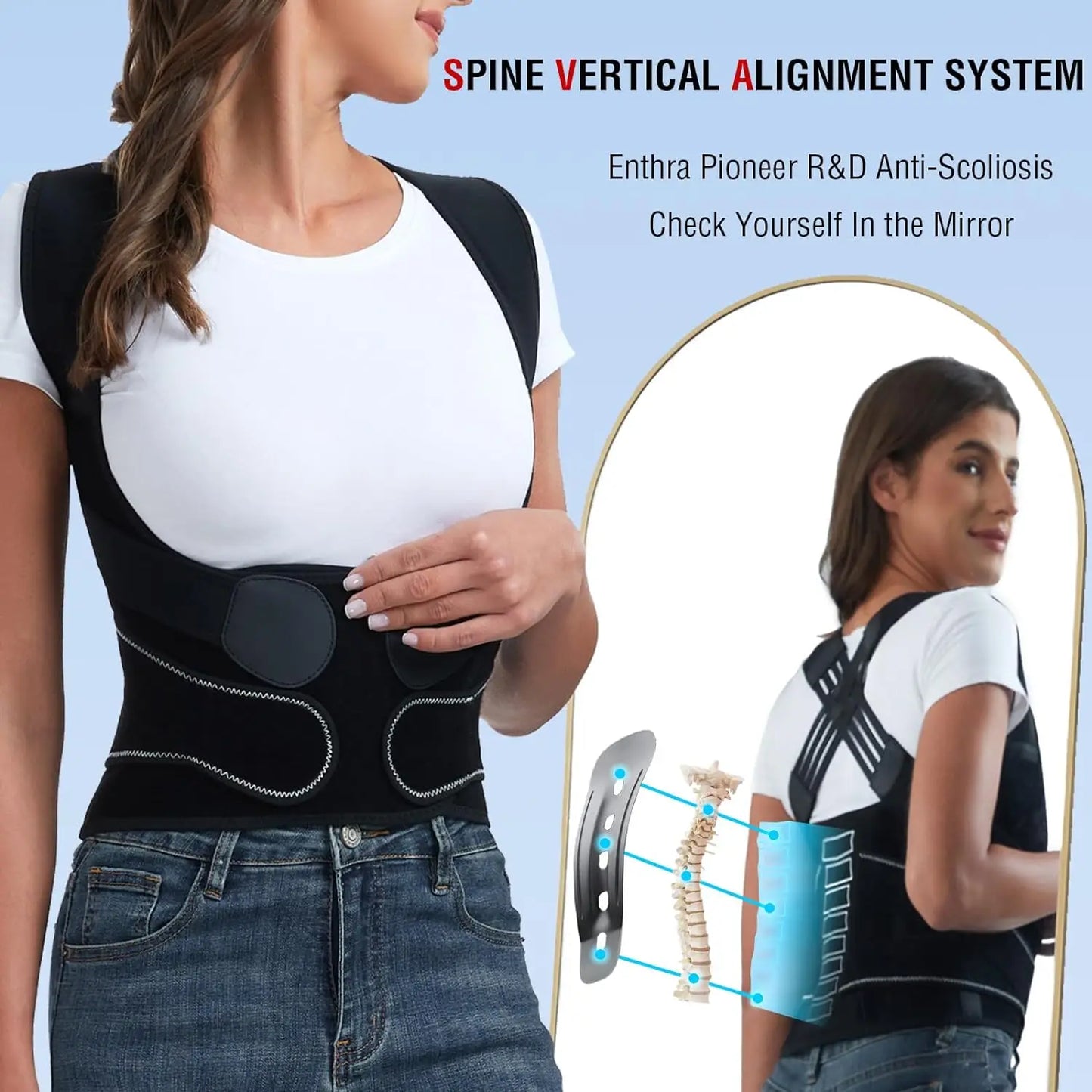 Posture Corrector for Men & Women — Adjustable Shoulder Brace & Back Straightener for Middle & Upper Spine Support