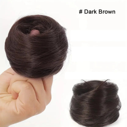 100% Human Hair Bun Ponytail Hairpiece – Brazilian Hair Scrunchie Updo, Donut Chignon Hair Extension for Women