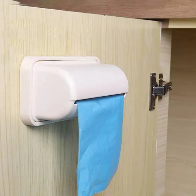 Wall-Mounted Trash Bag Dispenser - Kitchen and Bathroom Garbage Bag Holder and Storage Box for Plastic Grocery Bags