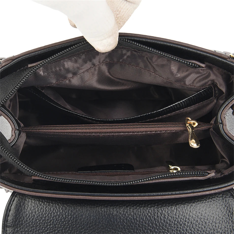 Genuine Leather Women’s Designer Handbag – Luxury Crossbody Messenger & Shoulder Tote Bag