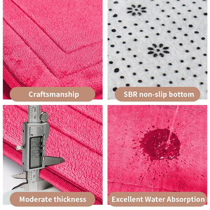 Non-Slip Bathroom Mat - Soft, Comfortable Absorbent Floor Carpet, Machine Washable & Quick-Dry Shower Room Doormat