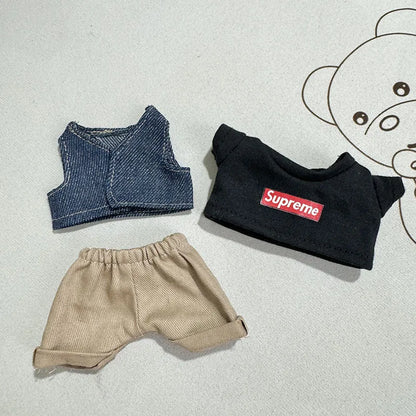 17cm Lovely Labubu Doll Clothes - First & Second Generation Supreme Clothing Set, Multi-Color Outfits