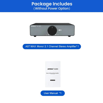 AIYIMA A07 MAX 2-Channel Class D Amplifier – 300W x2 TPA3255 Home Audio Stereo Amp, Bridgeable Mono 600W Power Speaker System