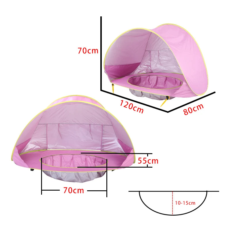 Portable Baby Beach Tent – UV Protection Sun Shelter for Infant, Outdoor Play & Swimming Pool Toy House