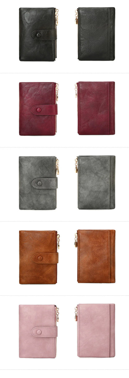 Minimalist Women’s Short Wallet – Large Capacity Triple-Layer Double Zipper Card Holder & Money Bag