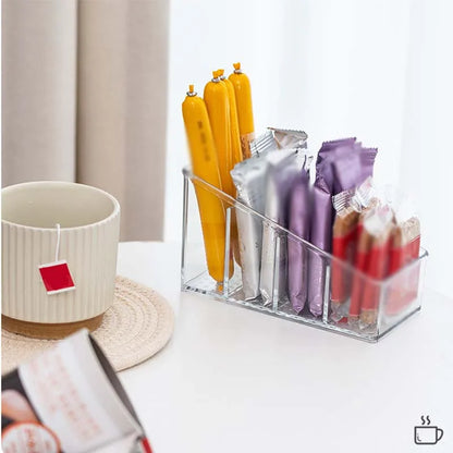 4-Grid Desktop Organizer – Remote Control, Phone & TV Holder, Desk Storage Box for Cosmetics, Brushes, and Office Supplies