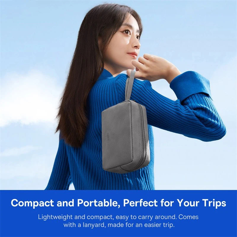 Baseus Organizer Bag – Zipper Storage Case for iPhone 15/14 Pro Max, Earphones, Power Bank, Cables & Digital Accessories