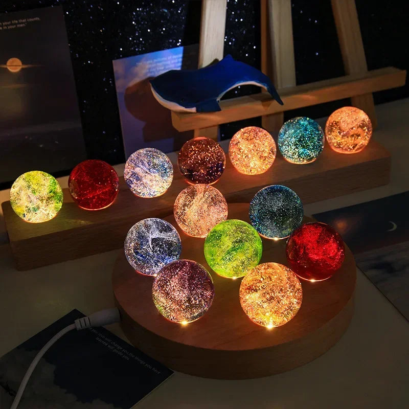 Fantasy Colorful Glass Star Ball – Luminous Planet Astronomy Model, Cosmic Home Decoration, Perfect Xmas Gift
