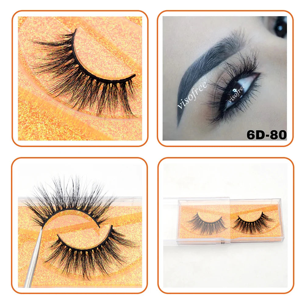 3D Real Mink False Eyelashes – Thick Handmade Strip Lashes with Glitter Packing for Makeup Beauty D101