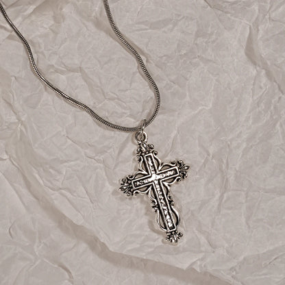 Y2K Cross Love Pendant Necklace - Sweet Cool Girl Personalized Jewelry for Everyday Wear