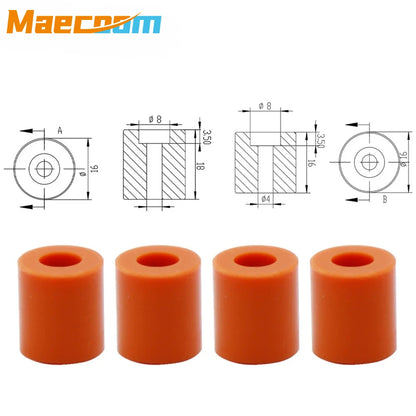 3D Printer Hot Bed Leveling Silicone Spacer Set – High Temperature Solid Column Parts Kit (3 Long + 1 Short) for CR-10/CR-10S/Ender-3 Repair & Upgrade Accessories