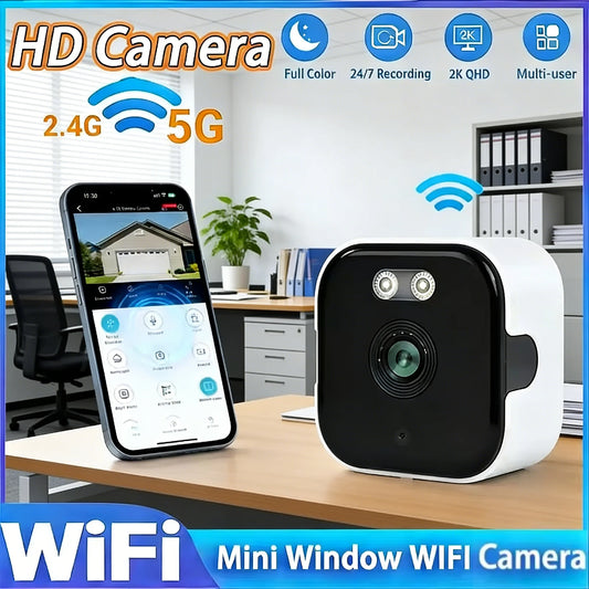 Mini Window WiFi Security Camera - 3MP Full Color Night Vision Indoor & Outdoor Monitoring Camera