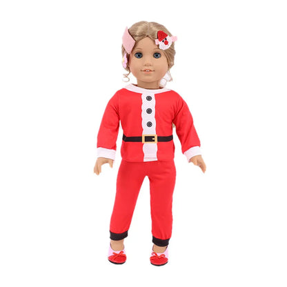 Pop Doll Christmas Outfit — Dress, Top & Pants Set for 18-Inch American and 43CM Reborn Baby Dolls, Our Generation Girl’s Toy Accessories