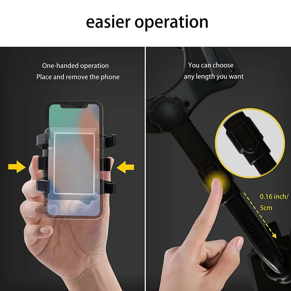 360° Adjustable Car Rearview Mirror Phone Holder - Retractable GPS Mount Clip for Mobile Devices