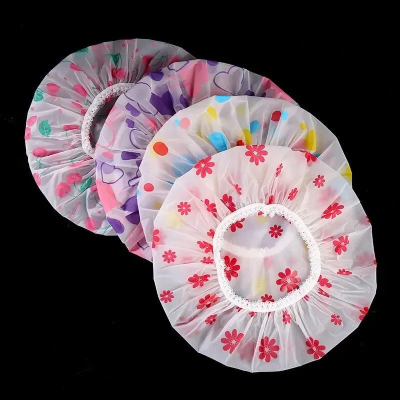 5PCS Waterproof Shower Caps – Women's Anti-Oil, Smoke, Hair Care, Dry Hair Cap for Household Bathing