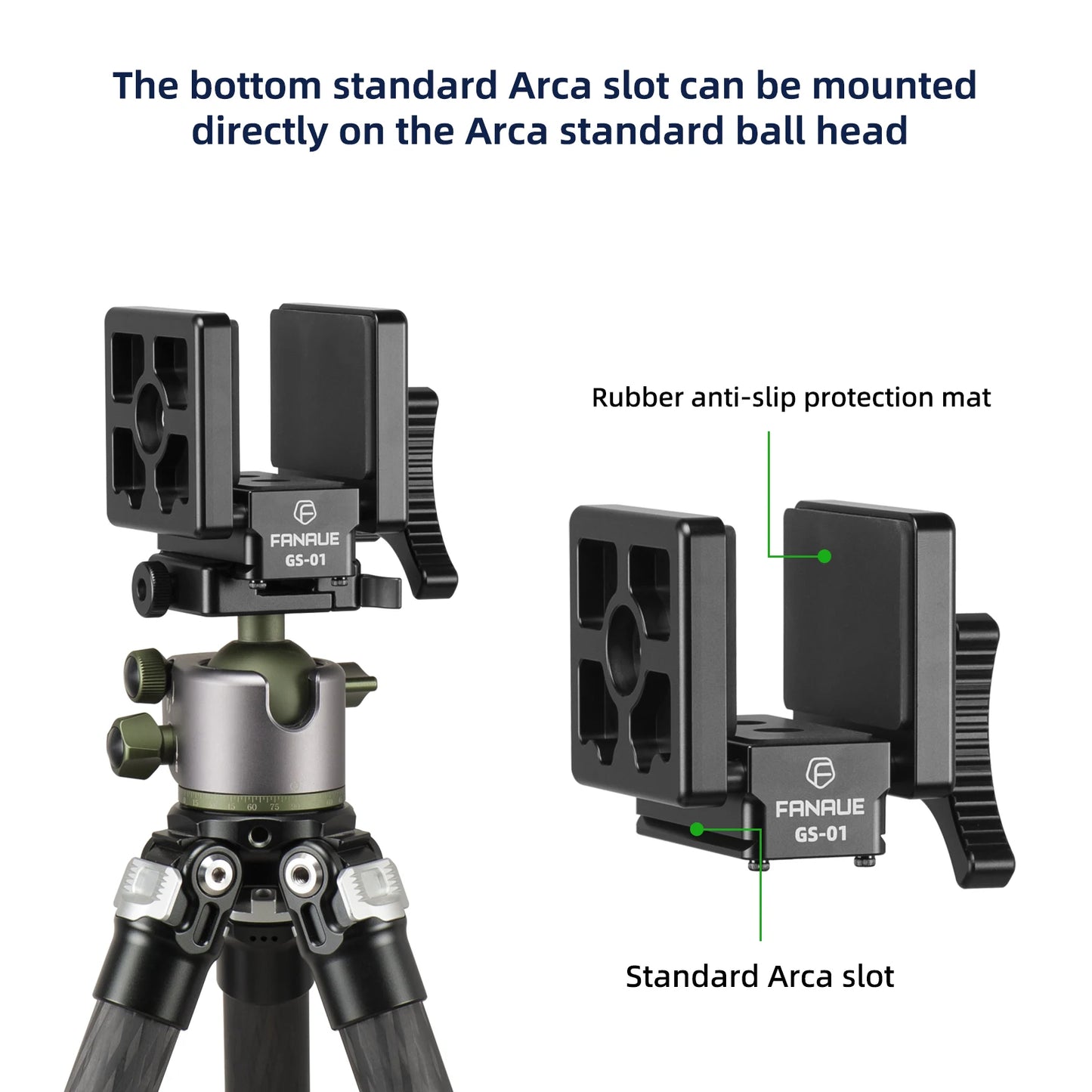 FANAUE GS-01 Saddle Mount Rifle Clamp Adapter – Hunting Tripod with Arca Swiss QR Plate