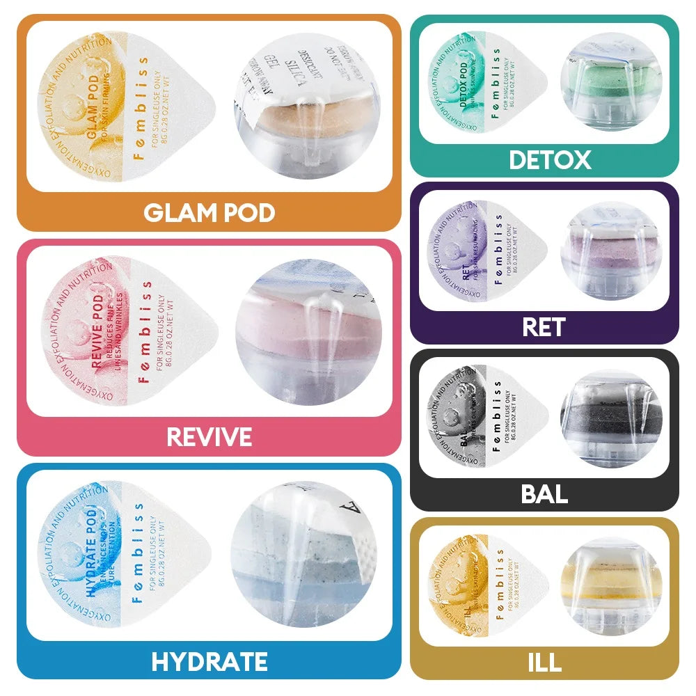 CO2 Bubble Facial Pod Kit - CO2 Capsule Gel & Serum Pods for Aqua Facial Bubble Pen, Deep Cleansing, Hydrating & Spa Skin Care