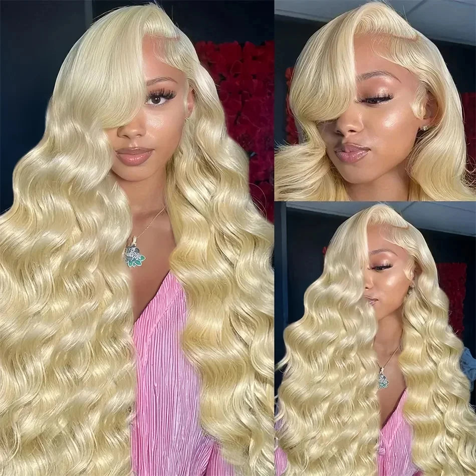 13x6 HD Lace Frontal Wig – Transparent 613 Blonde Body Wave Human Hair Wig, 250 Density