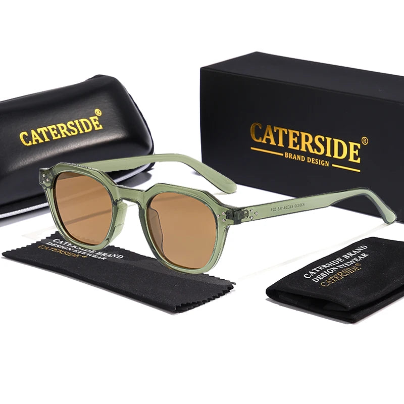 CATERSIDE Retro Polarized Sunglasses – Ultralight TR90 Frame Polygon Style for Men & Women, High-Quality Travel Eyewear