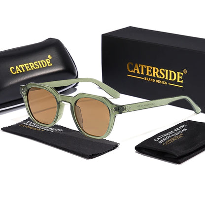 CATERSIDE Retro Polarized Sunglasses – Ultralight TR90 Frame Polygon Style for Men & Women, High-Quality Travel Eyewear