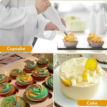 Silicone Piping Bags & Tips Set – Reusable Cake Decorating Kit with Stainless Steel Nozzles for Baking