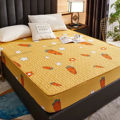 Waterproof Mattress Protector - Soft Breathable Fitted Bed Cover with Washable Printed Bedding Protection