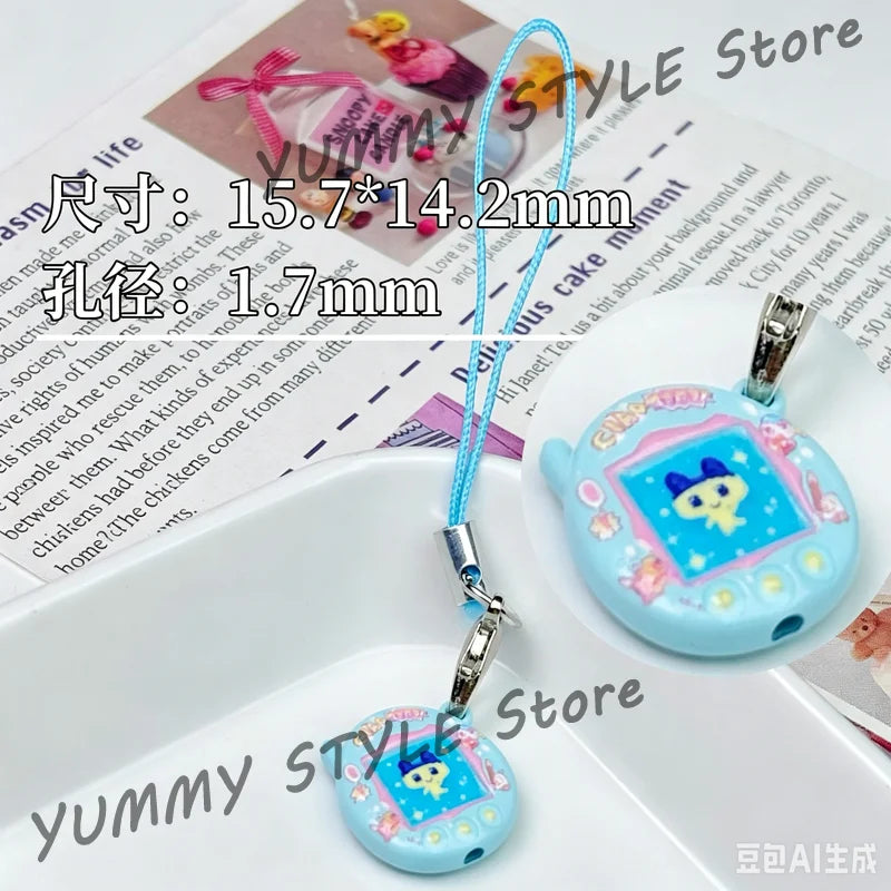 Mini Tamagotchi Alloy Keychain Pendant - Kawaii Miniature Virtual Pet Charm for Phones, Dolls and DIY Decorations