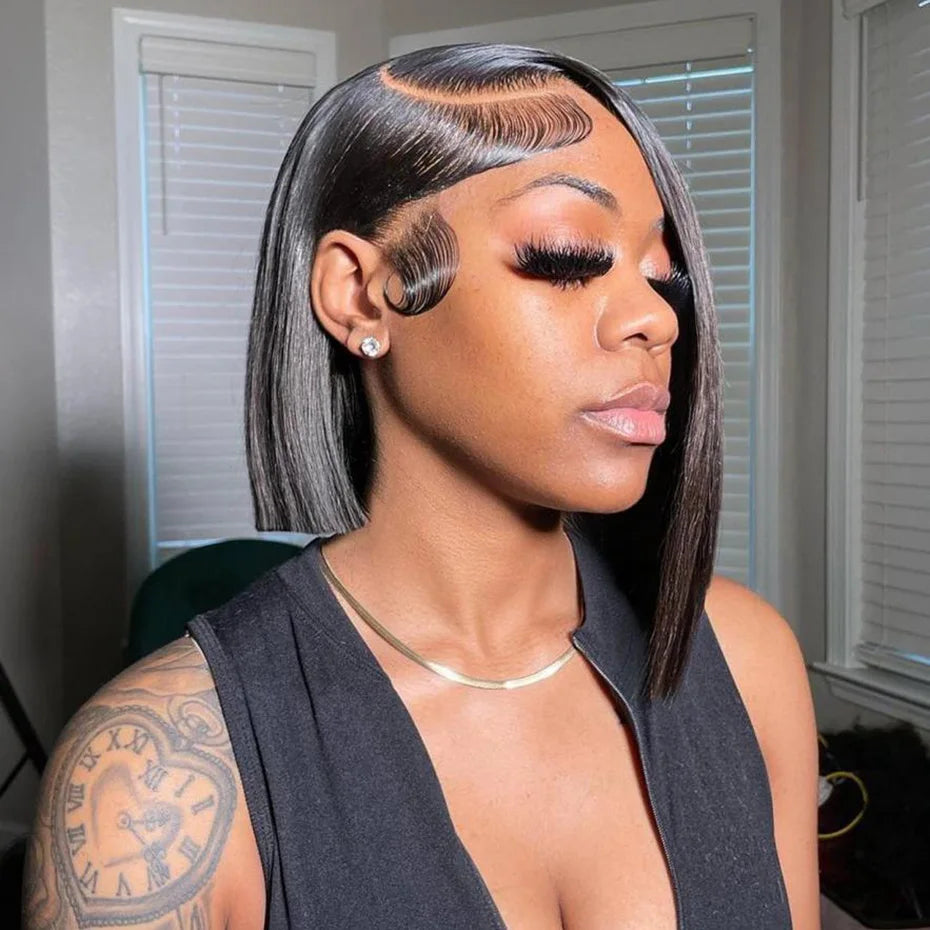 Raw Vietnamese Human Hair Lace Front Wig – 13x6 Bob, Straight Natural Black, 250% Density, 100% Human Hair