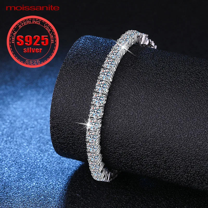 Sterling Silver 925 Moissanite Tennis Bracelet – 0.3CT Full Row Sparkling Moissanite Jewelry