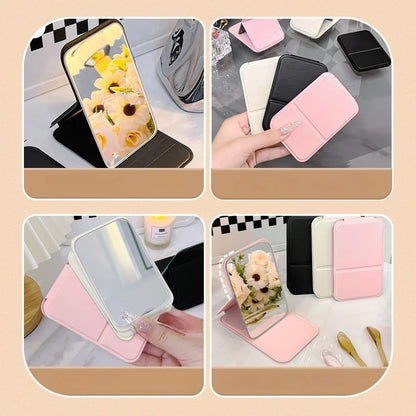 Portable Folding Makeup Mirror - HD Mini Desktop Stand-Up Mirror for Girls, Travel & Daily Beauty