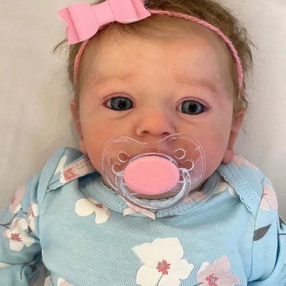 46cm Reborn Baby Doll Felicia – Newborn Blue Eyes, Soft Hand-Rooted Hair, 3D Skin Tone with Veins, Gift Toy