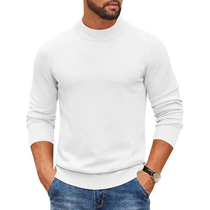 Men's Mock Turtleneck Ribbed Sweater - Heavyweight Slim Fit Warm Knit Pullover Casual Streetwear Top
