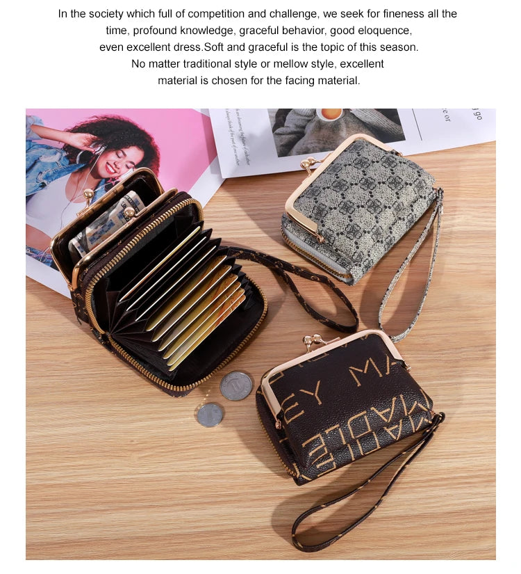 New Women’s Wrist Strap Short Wallet – Large Capacity Flower Design Coin Clip Bag with Multi Card Slots and Money Clip