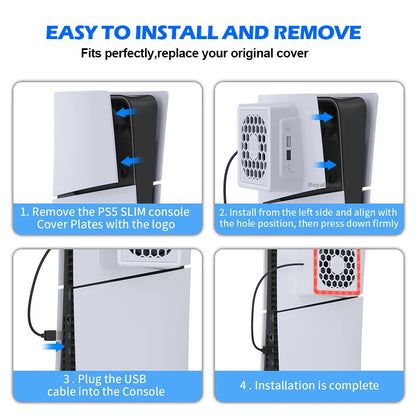 NEW Side-Mounted Cooling Fan for PS5 Slim – LED Light & 2 USB Ports Game Console Cooler Accessory
