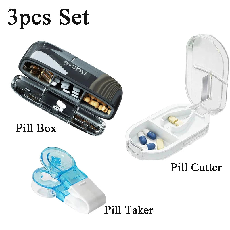 Portable Pill Organizer – 3 Times a Day Travel Pill Box with Compartments for Vitamins & Medicines, Small Pocket Medicine Case