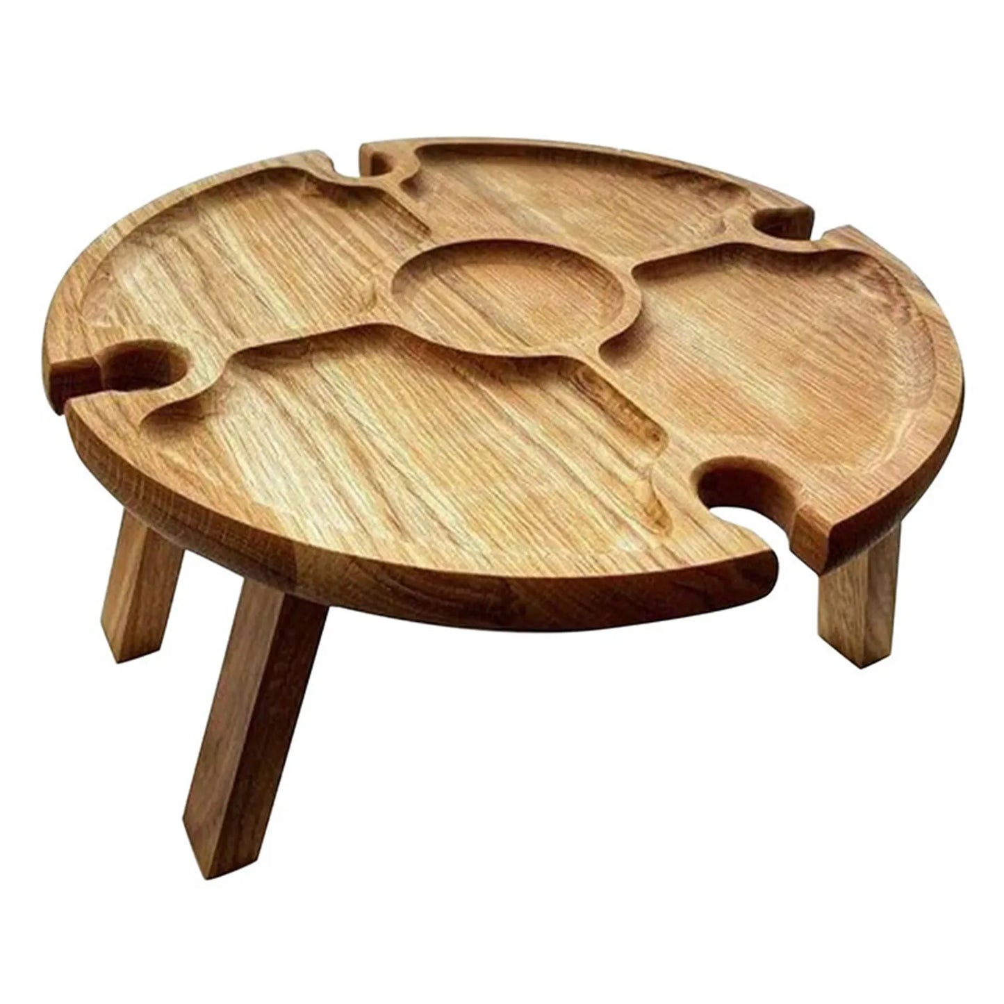 Wooden Folding Picnic Table – Portable Chair, Casual Snack Tray, Wine Rack, Kitchen Storage Container