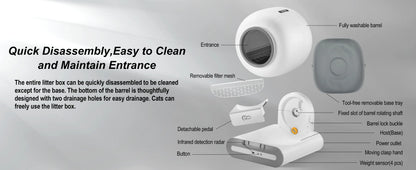 DOEL Automatic Self-Cleaning Cat Litter Box – App-Controlled Smart Toilet with Litter Mat for Multiple Large Cats