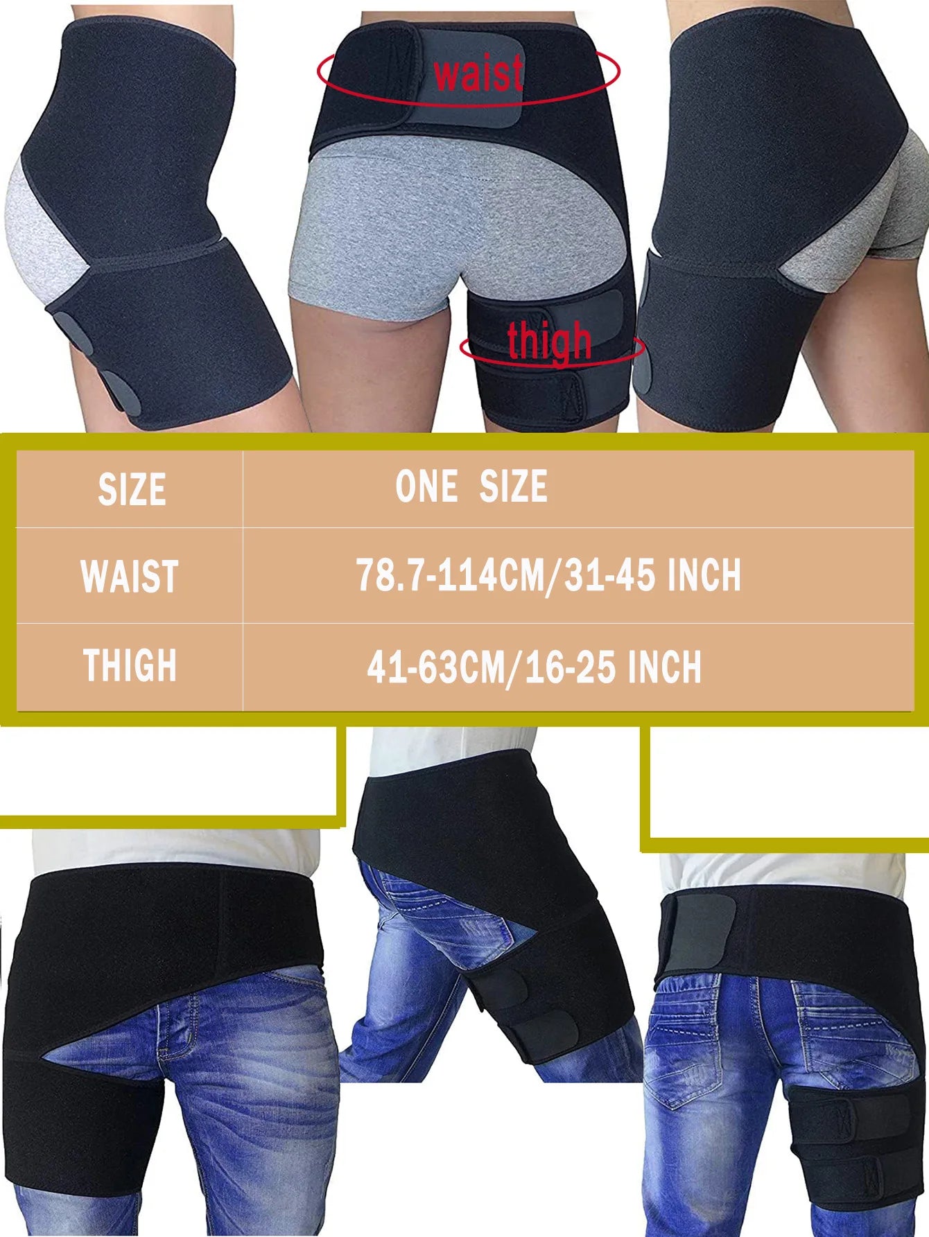 Hip Brace for Sciatica Pain Relief – Compression Support Wrap for Thigh, Hip Flexor Strain, Groin Injury, and Sacroiliac Joint Support