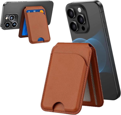Minisopuru Magnetic Wallet & Phone Stand – Lightweight MagSafe Leather Card Holder for iPhone 12, 14, 15, 16