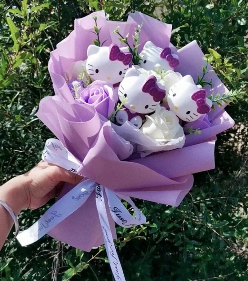 Hello Kitty Cute Plush Bouquet — Kawaii Anime Doll Gift for Valentine’s Day & Birthday