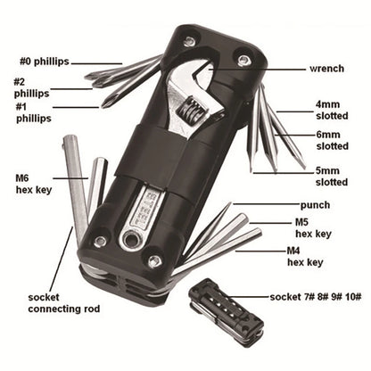 Bicycle Multitool Repair Kit - Versatile Bike Tool Set with Tire Repair Tools, Screwdriver & Chain Accessories for MTB and Road Bikes