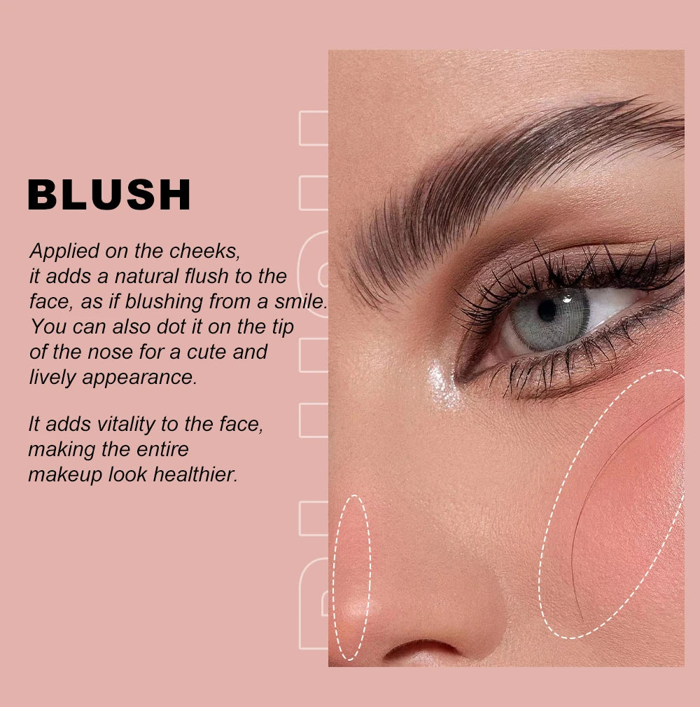 YOUNG VISION Air Cushion Powder Blusher - High Gloss Stick Rouge Makeup Liquid, 6 Color Options