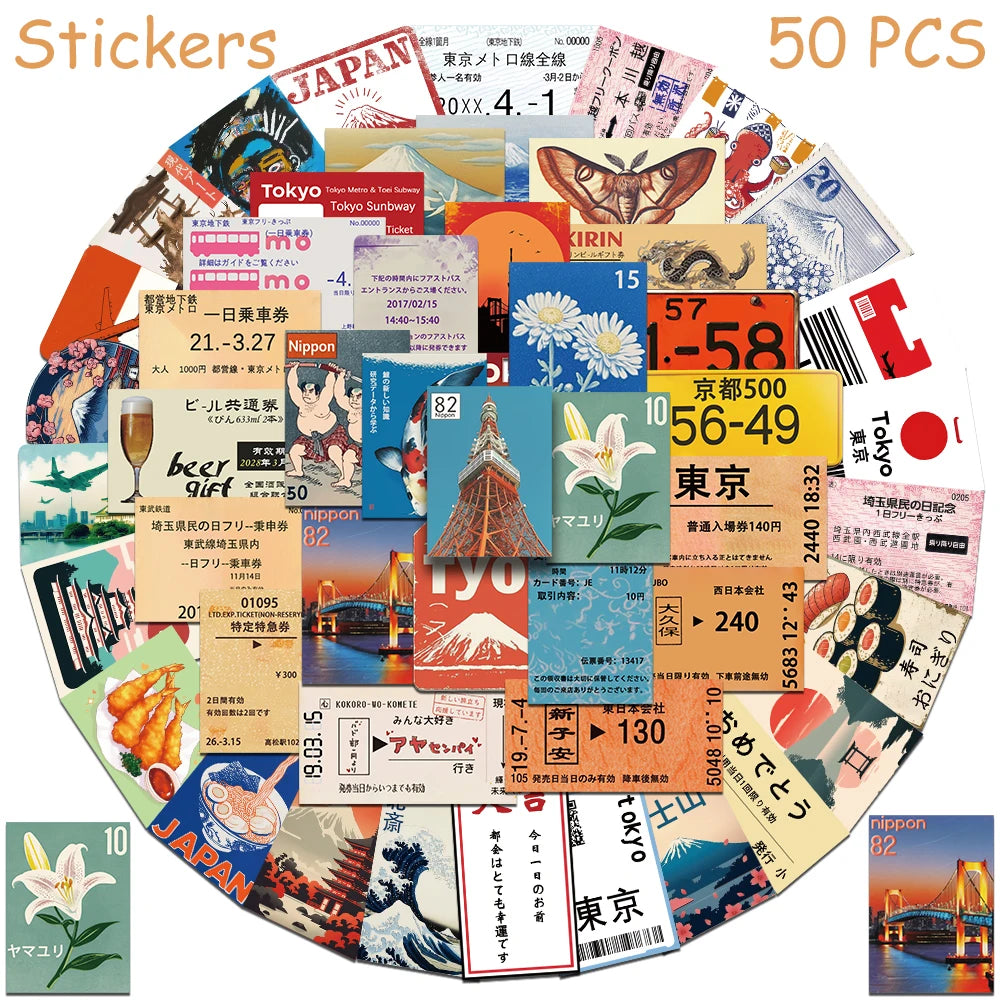 50PCS Travel Culture Stickers - Aesthetic DIY Decals for Phone, Laptop, Scrapbook, Skateboard & Guitar Decor