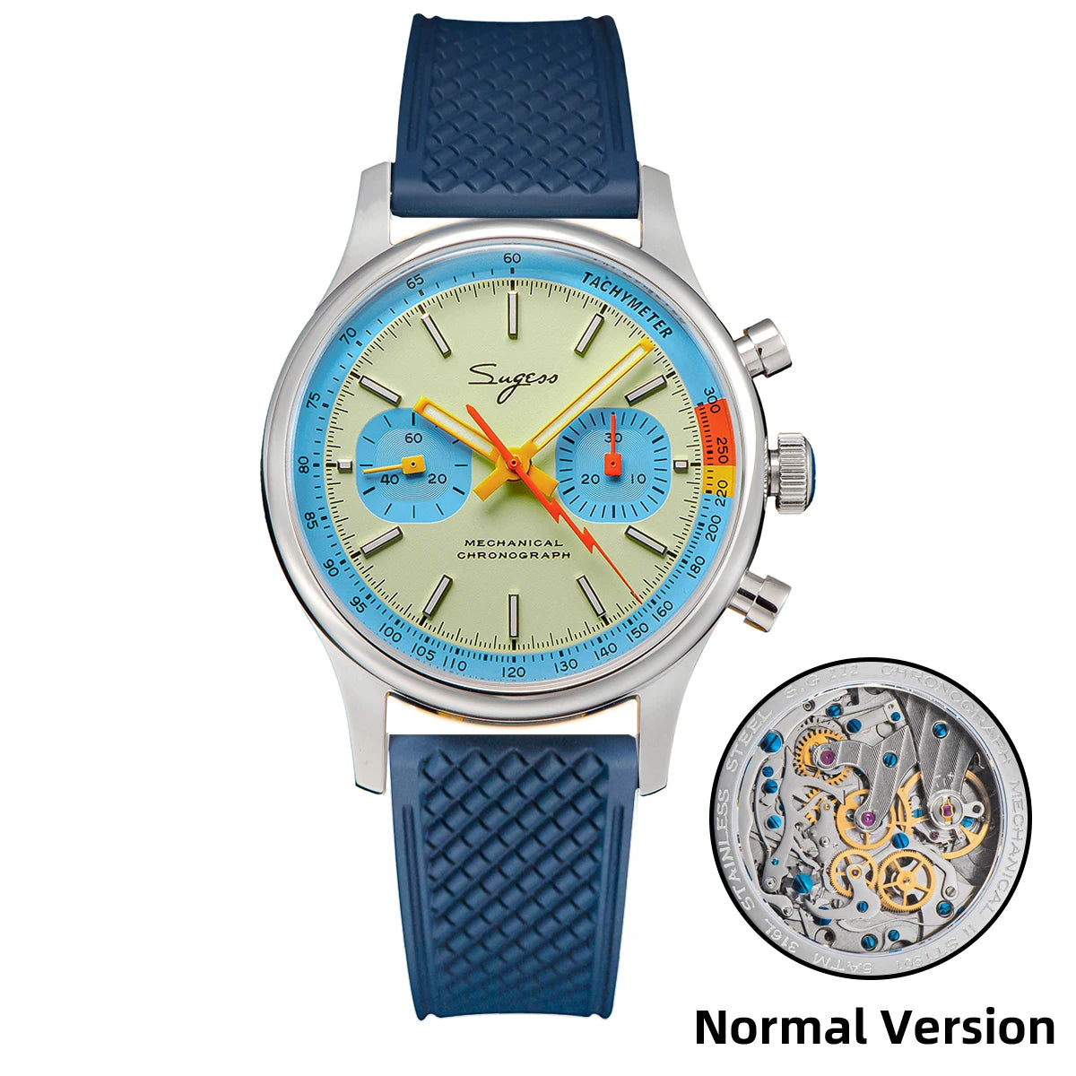 Sugess Pilot Watch – Seagull Movement Mechanical Chronograph, Swan-Neck, Sapphire Crystal, Military Racing 1963 Limited Edition