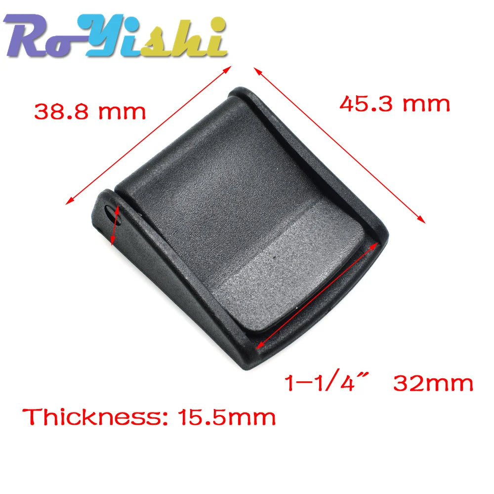 Plastic Cam Buckle Toggle Clips – Black Adjustable Backpack Strap Webbing Buckles (5/8”–2” Sizes)