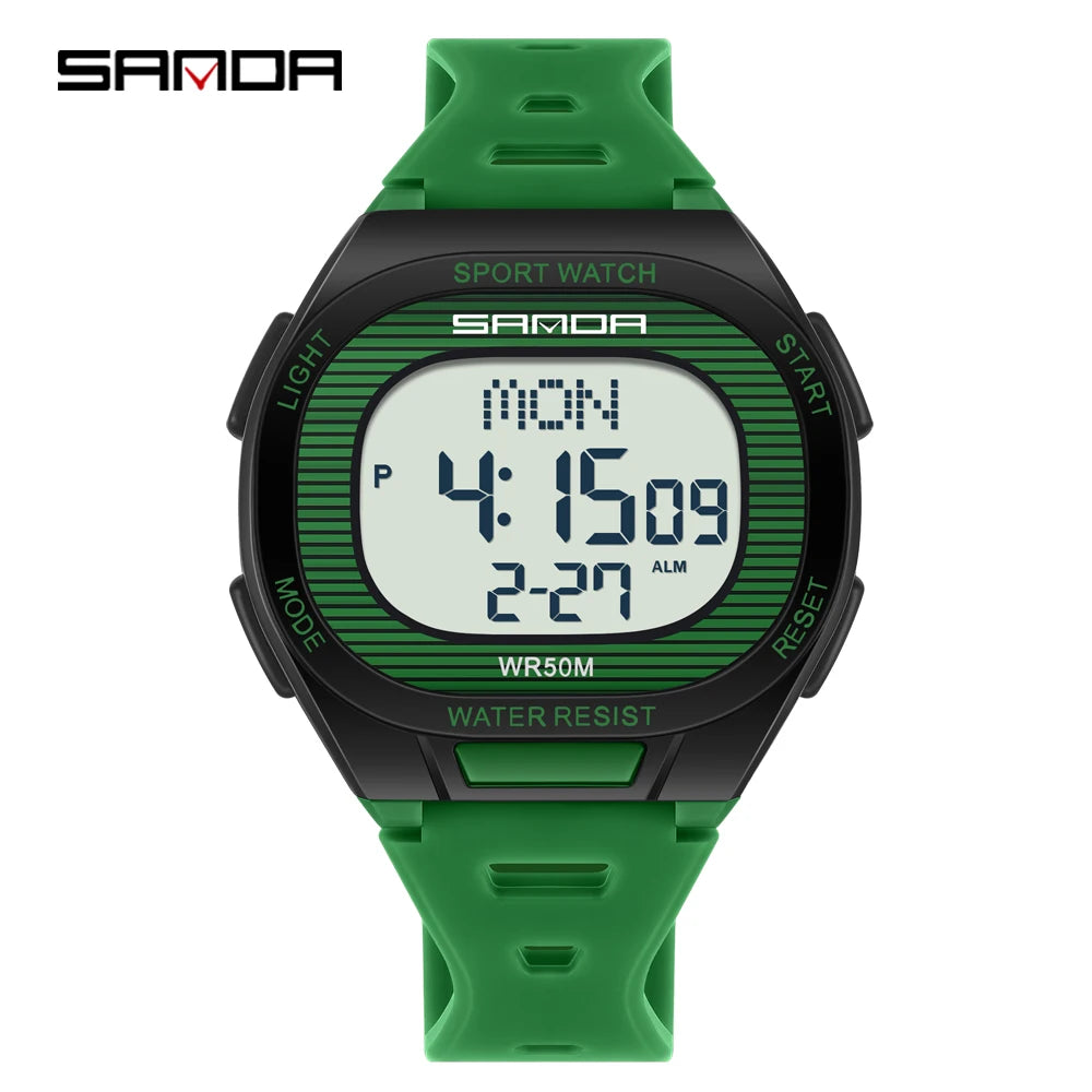 SANDA 2195 Square Digital Watch - Multifunction Waterproof LED Sports Wristwatch for Students